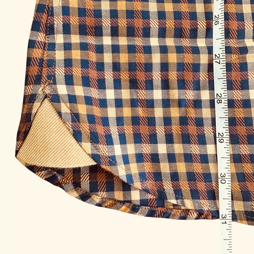 Luchiano Visconti Global Mint Men’s Large Gold & Navy Plaid Cotton Shirt NWT - Picture 12 of 13